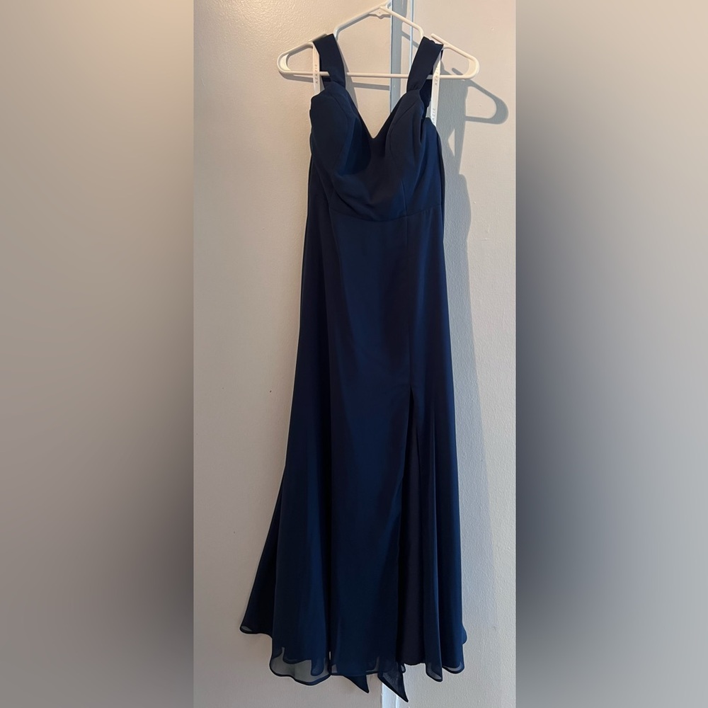 Azazie A-Line Chiffon Dark Navy Dress, Size 6